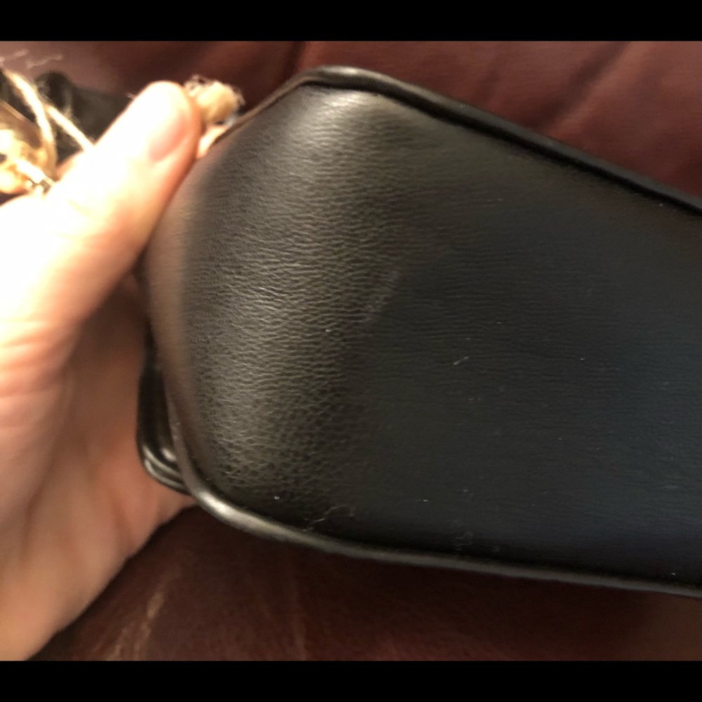 EN Expressions NYC Black Vegan Leather Handbag With Ruffle Handle - Picture 7 of 13